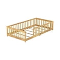 thumbnail image 6 of Bellemave Twin Size Floor Beds, Wood Montessori Bed with Fence Railings & Support Slats, No Box Spring Needed (Natural）, 6 of 7