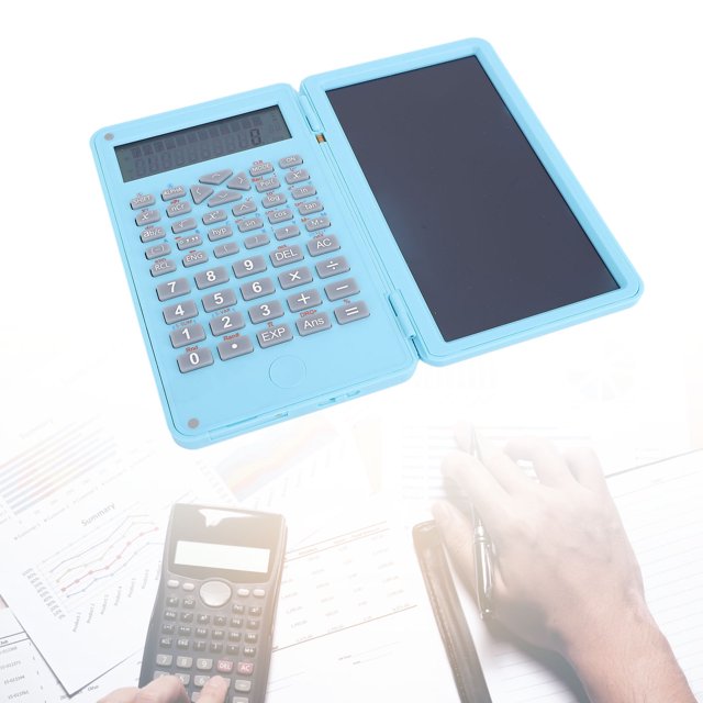 6 Inch LCD Large Screen Writing Pad Scientific Calculator with Writing Tablet,2 Line Display, Foldable Calculator for Home School Office Business,Lightweight Design,No Glare Screen