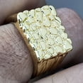 thumbnail image 4 of Mens Nugget Ring Gold Finish 20MM Square Chunky Hip Hop Rapper Jewelry Size 9, 4 of 13