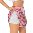 thumbnail image 1 of Balery Hand Drawn Strawberry Pantalones cortos deportivos para mujer con forro y dos bolsillos, elásticos, para entrenamiento, gimnasio, yoga-Large, 1 of 7