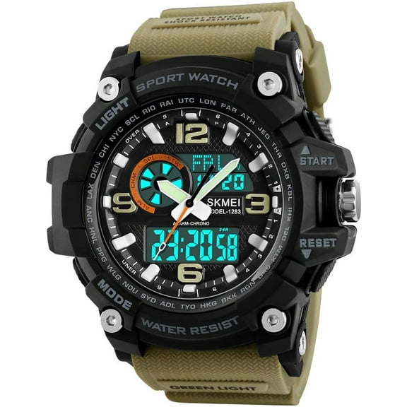 Men's Digital Sports Watch, Military Waterproof Watches LED Screen Large Face Stopwatch Alarm Wristwatch