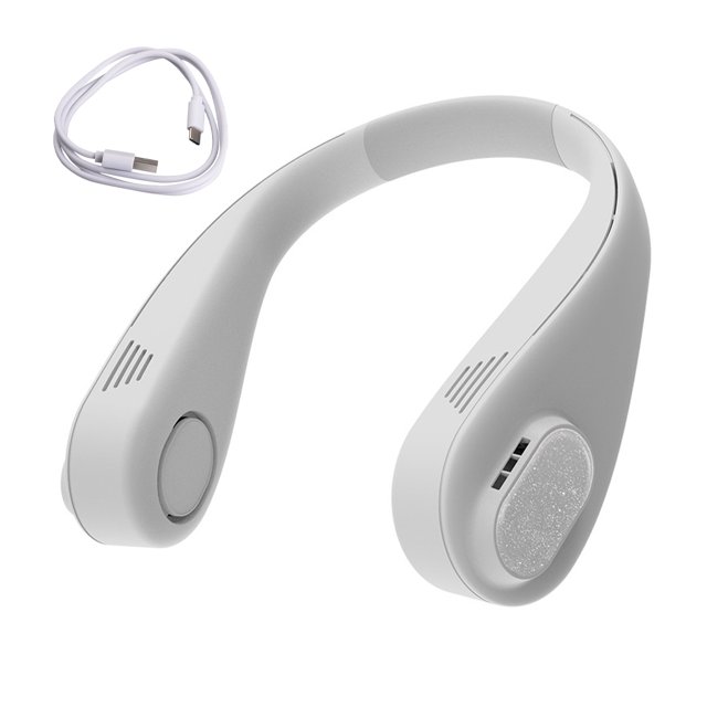 Ventilador de cuello Ventilador colgante eléctrico recargable Enfriador portátil ajustable para trabajo deportivo, Blanco Eigraketly HA004386-01B
