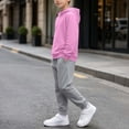 thumbnail image 5 of BXJX Boys Outfit Sets, Casual Sports 2 Piece Long Sleeve Hoodies and Joggers Sets with Pockets Pink Size 3-4 T, 5 of 5