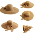 thumbnail image 2 of Womens 5.5 Inches Big Bowknot Straw Hat Large Floppy Foldable Roll up Beach Cap Sun Hat UPF 50+, 2 of 7