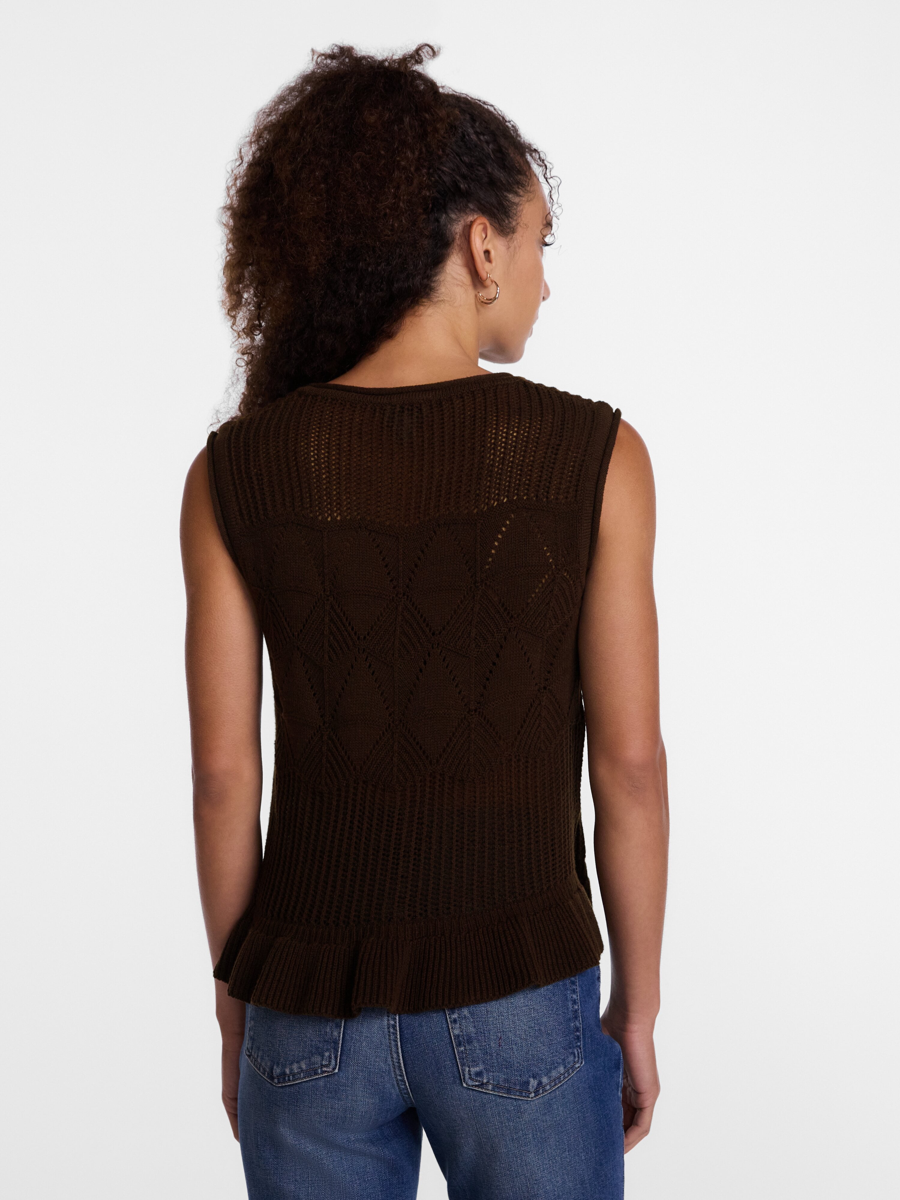 Scenario Women's Texture Peplum Tank Sweater, Lightweight, Sizes XS-XXXL