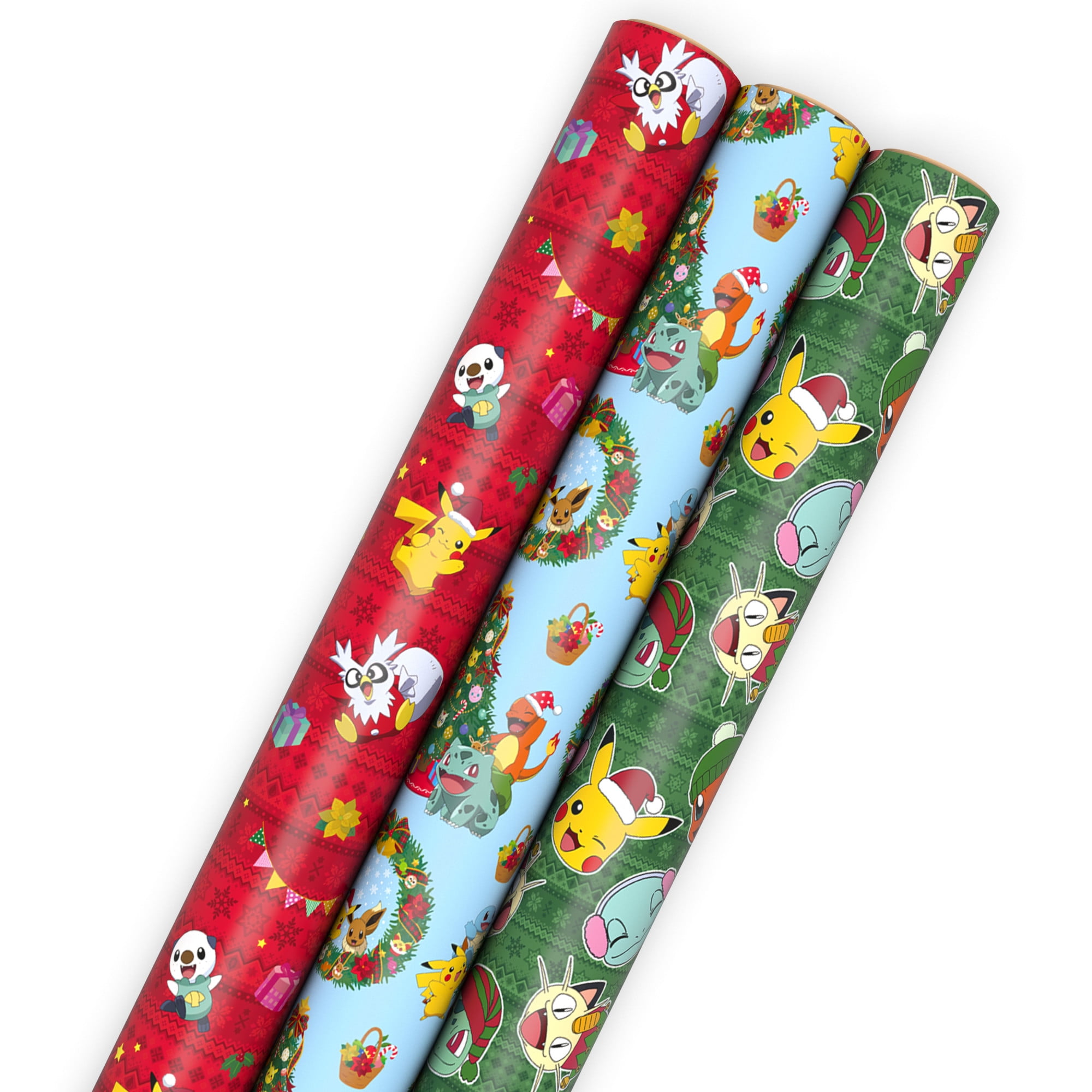 Pokemon 3-Pack Roll Wrap, Pokémon Holiday Wrap Trio