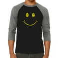 thumbnail image 1 of Men's Raglan Baseball Word Art T-shirt - Be Happy Smiley Face, 1 of 2