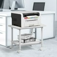 thumbnail image 2 of Topbuy 2-Tier Rolling Under Desk Printer Cart with 2 Storage Shelves Printer Stand for home office White, 2 of 6