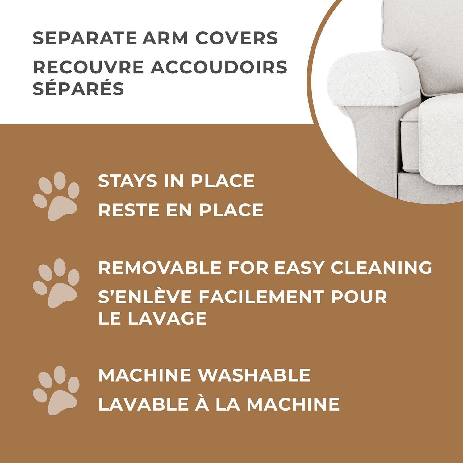 Housse de causeuse en tissu sherpa synthétique imperméable SmartFit, housse de mobilier en 3 pièces, pour chiens et autres animaux de compagnie, lavable à la machine Creme