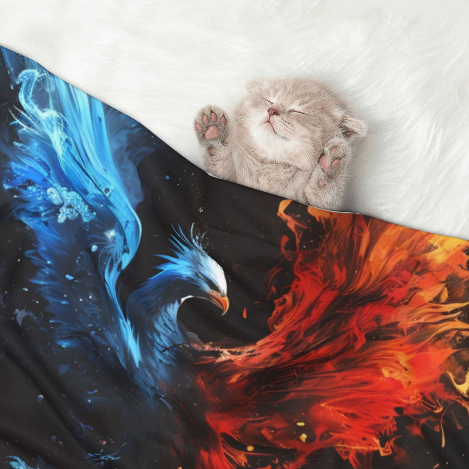 Naloa Red And Blue Fire Bird Dog Blanket, 3 Sizes Cat Blanket for Indoor Cats Large Medium Small Dog Gifts-Medium