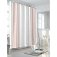 thumbnail image 3 of Pink Striped Shower Curtain Set, Waterproof Shower Curtains for Bathroom, Modern White Striped Abstract Art Aesthetics Washable Fabric Cloth Bath Curtain for Bathtub with Hooks 66x72 Inches, 3 of 6