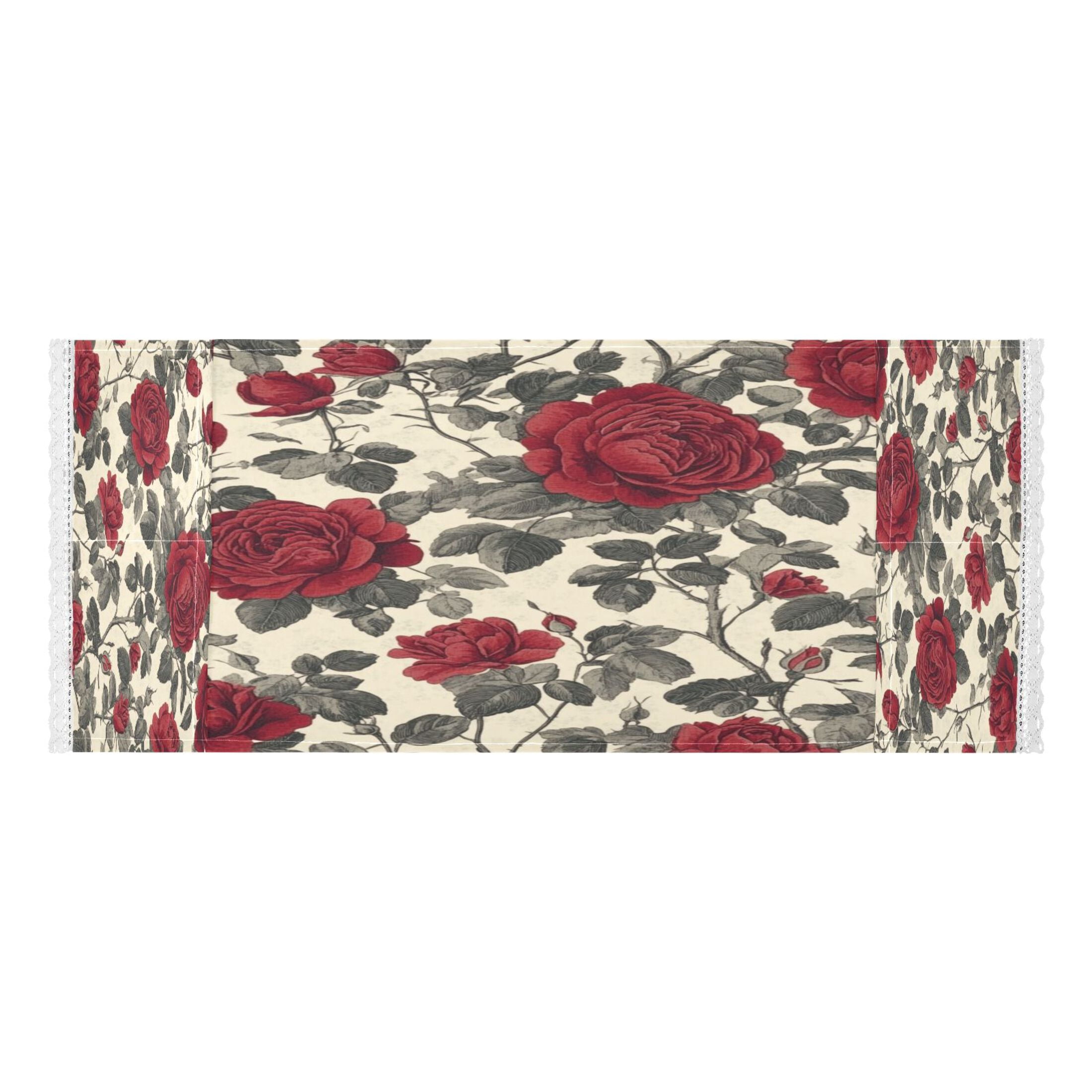Red RoseWasher and Dryer Covers Dust-Proof and Oil Resistant Fridge Cover with 4 Storage Pockets Washing Machine Top Cover for Laundry Kitchen Home 51.2 x 22 In