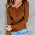 thumbnail image 6 of Long Sleeve Tees for Women V Neck Tight Thermal T Shirts Solid Color Stretch Casual Tops Basic Tee Tshirts for Women Coffee L, 6 of 7