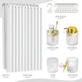 thumbnail image 5 of Bathroom Accessories Set – 5PCS Glass Bathroom Accessories Set Complete with White Shower Curtain, Soap Dispenser, Toothbrush Holder, Tumbler & Cotton Jars – Bath Decor for Home, 5 of 14
