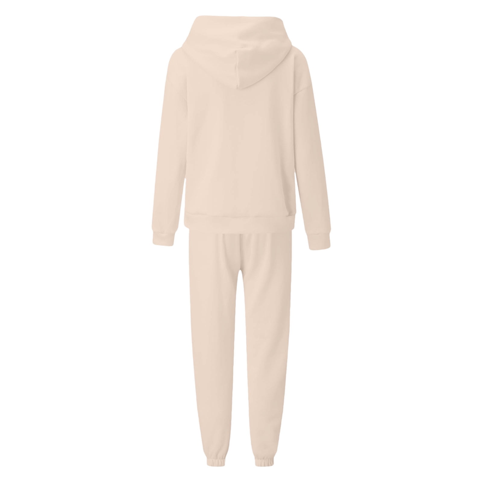 UPPADA 2 Piece Set for Women Casual Two Piece Outfits Lounge Set Trendy Hoodies Matching Comfy Set and Jogger Suits Long Sleeve Sweatshirts Sweatpants Set Beige,M