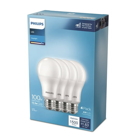 

Philips LED 100-Watt A19 Light Bulb Frosted Daylight Non-Dimmable E26 Medium Base (4-Pack)