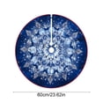 thumbnail image 3 of Hyknon Christmas Tree Skirt, 23.62" Round Blue White Flower Tree Skirt, Red‑Trimmed Winter Holiday Decor Tree Base Mat, Thick Reusable Festive Xmas Tree Base Cover for Indoor Xmas Holidays Home Decor, 3 of 6