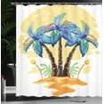 thumbnail image 4 of Ambesonne Tropical Shower Curtain, Cartoon Island Sunset, 69"Wx70"L, Blue Orange, 4 of 5