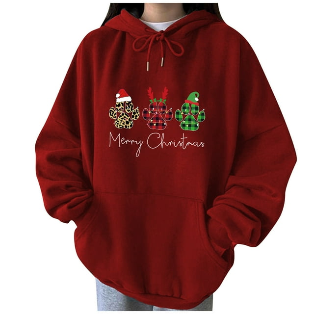 Pompotops Women Casual Fashion Printed Pullover O-Neck Long-Sleeved Sweater