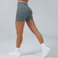 thumbnail image 5 of Women's Seamless Workout Shorts High Waisted Tummy Control Butt Lifting Stretch Gym Yoga Biker Shorts with Contrast Waistband, #01 Gray, M, 5 of 6