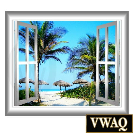 vwaq 3d beach wall decals palm tree wall sticker peel and stick