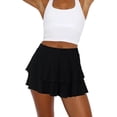 thumbnail image 4 of Womens Fashion Stretchy Nightclub Pleated Mini Skirt Multi Layer Ruffle Hem Casual Skirt, 4 of 9