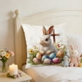 thumbnail image 6 of Easter Bunny Carrots Throw Pillow Covers 18X18 Inches Spring Colorful Floral Green Leaves Pillowcase Soft Cotton Linen Square Spring Cushion Covers for Home Sofa Bedroom, 6 of 6