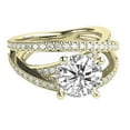 thumbnail image 2 of Diamonds and White Sapphire Engagement Ring Yellow Gold 14K Micro Pave Ring Split Shank, 2 of 3