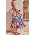 thumbnail image 2 of Women's Floral Tie Shoulder Smocked Tiered Maxi Dress Multicolored Pattern 100% Polyester Casual Sleeveless Square Neck, 2 of 4