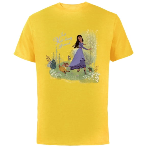 Disney Wish Asha and Valentino Just Kid-ding Around Funny - Short Sleeve Cotton T-Shirt for Adults - Customized-Yellow