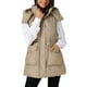 thumbnail image 1 of CHALECO INSPIRADOR CHIC para Mujer Abrigo de Invierno con Capucha, Cierre de Cremallera, Largo Medio, Sin Mangas, Acolchado, Talla S, Caqui, 1 of 6