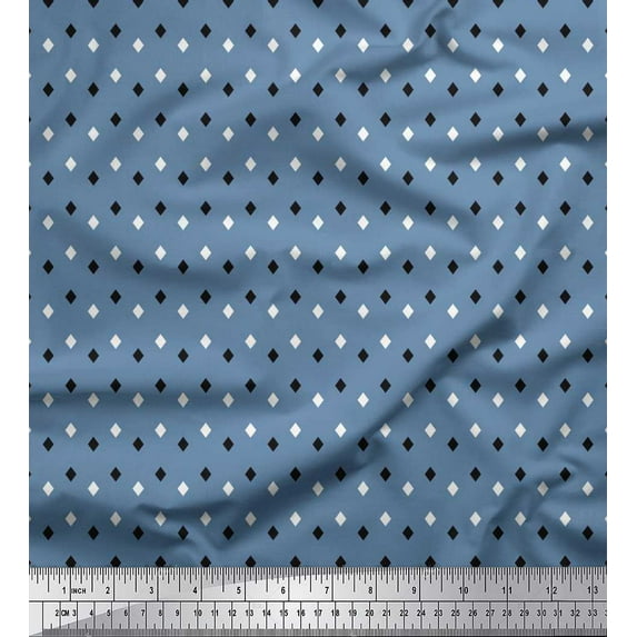 Soimoi Moss Georgette Fabric Diamond Shirting Print Fabric by Yard 42 Inch Wide