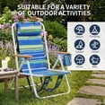 thumbnail image 6 of Ktaxon 2 Pcs Backpack Beach Chair, Outdoor 4-Level Adjustable Folding Chair, Removable Headrest, Blue & Green Stripes, 6 of 10