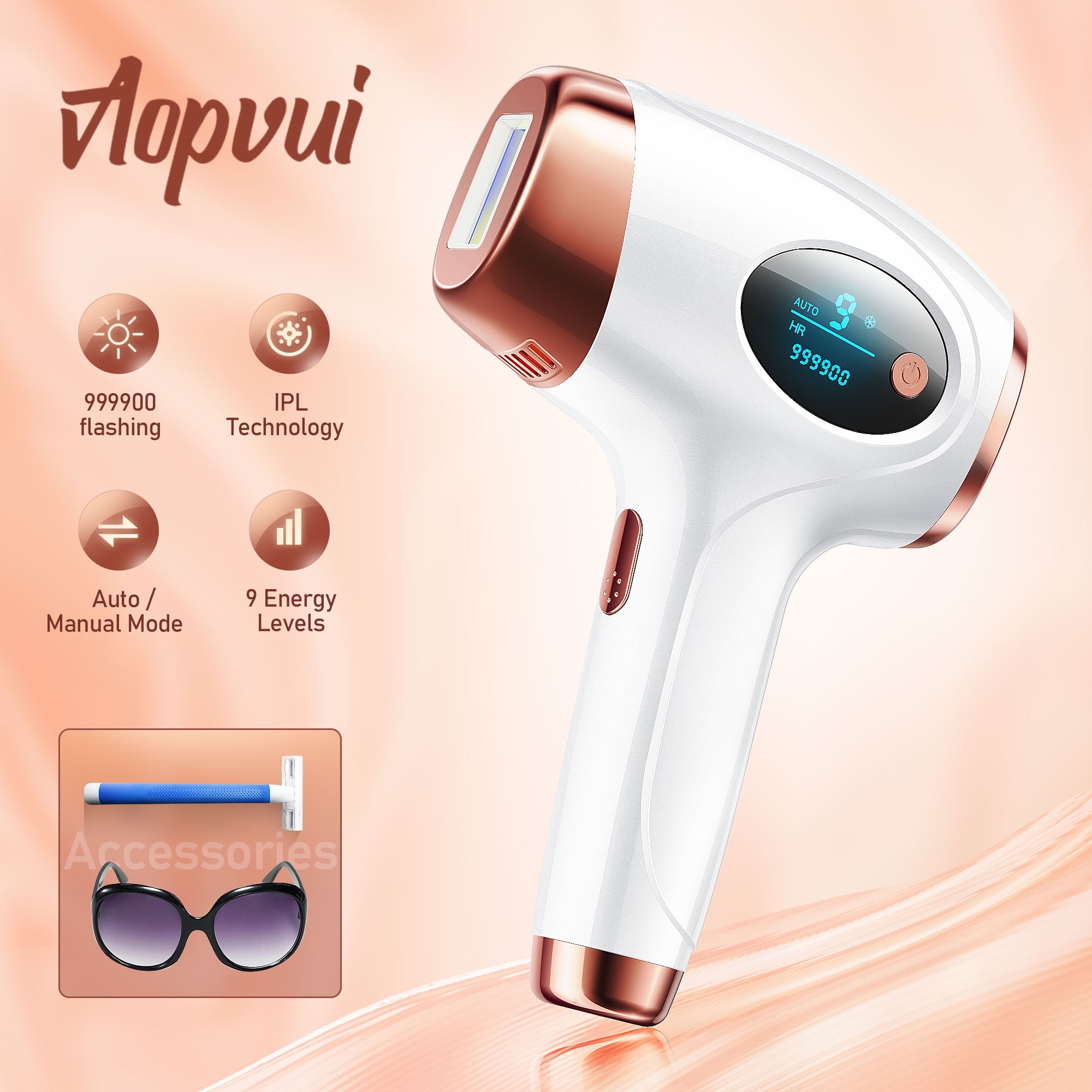 IPL Laser Permanent Hair Removal 999900 Flashes 9 Energy Levels Body Hair  Removal Device for Women 
