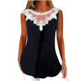 thumbnail image 2 of ICHUANYI Clearance Women Fashion Summer Sexy Fold Printed Regular Lace Sleeveless V Neck Button Top(Black, XXL) ICHUANYI WER2023080802944, 2 of 3