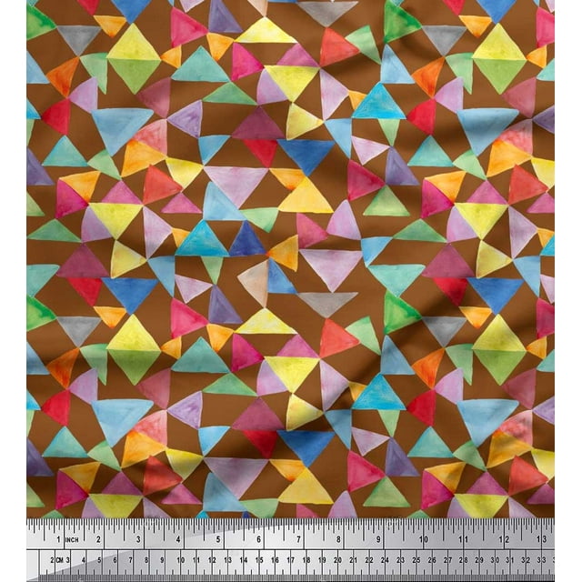 Soimoi Poly Georgette Fabric Triangle Geometric Decor Fabric Printed Yard 52 Inch Wide