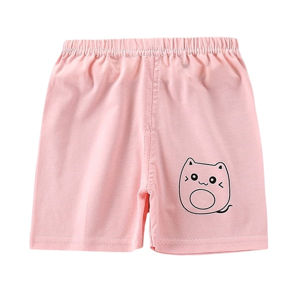 Eltusu Girls Cotton Athletic Shorts, Elastic Waistband Graphic Soft Relaxed Fit Pink Size 6 T