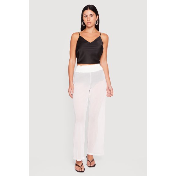 Women's Smocked High Waisted Mesh Pants
