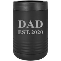 Dad Established Est. 2020 Stainless Steel Engraved Insulated Beer Beverage Holder Can Cooler, Black