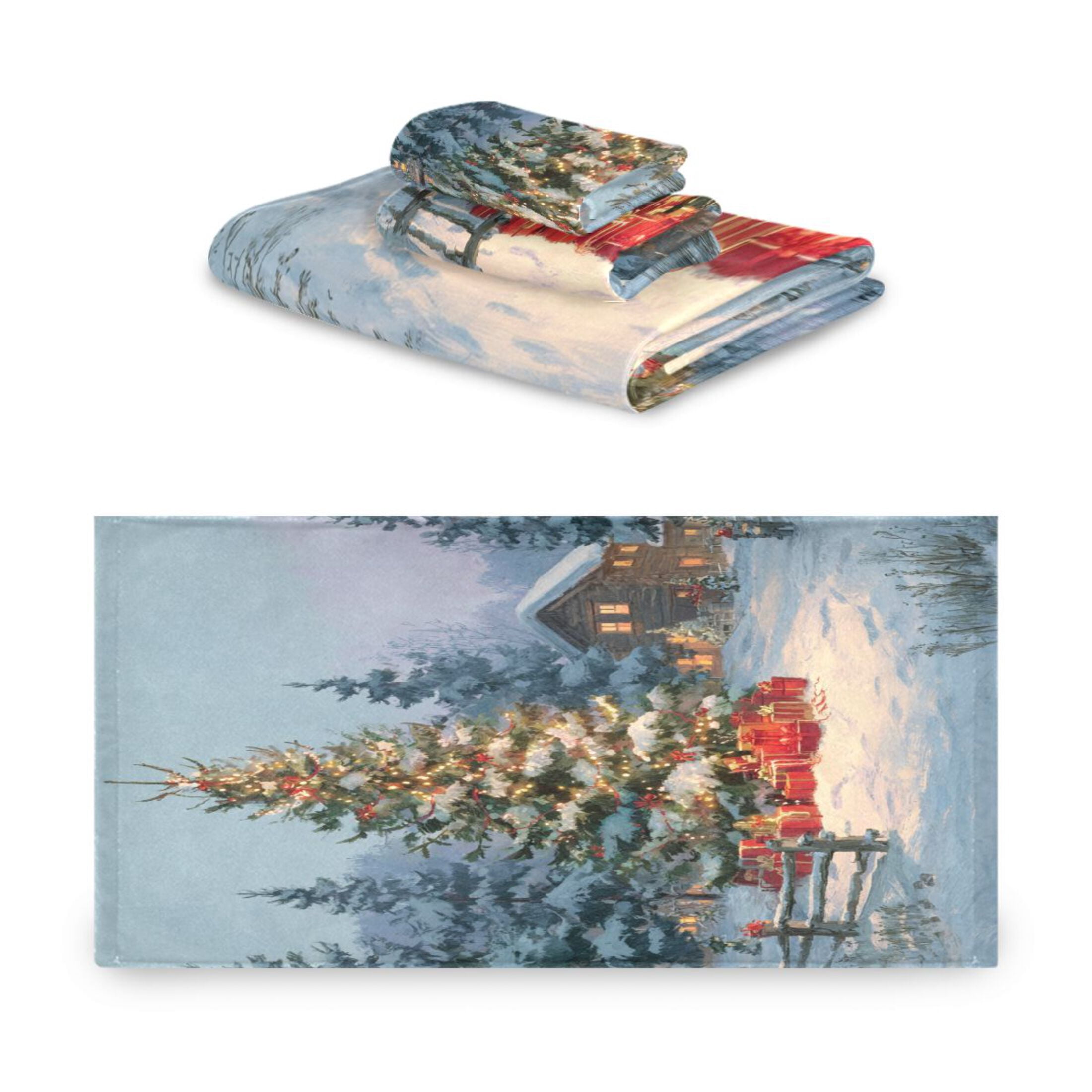 Three-Piece Towel Set Face Towel Towel Set Hand Towel Bath Towel Cotton Bath Towels Bath Towel Sets Hand Bath Towels Warm Christmas Tree