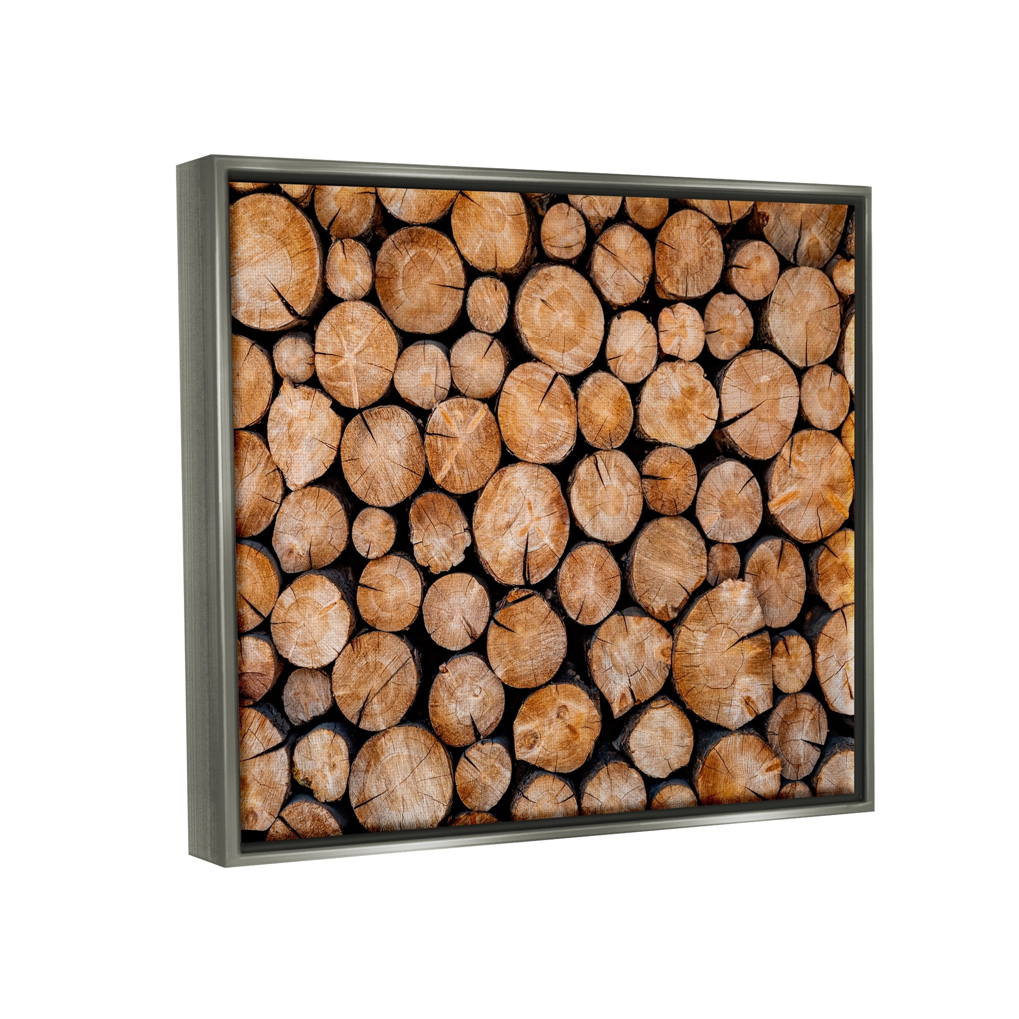 Stupell Industries Tree Logs Lumber Aerial View Modern Photography Photograph Luster Gray Floating Framed Canvas Print Wall Art, Design by Jeff Poe Photography