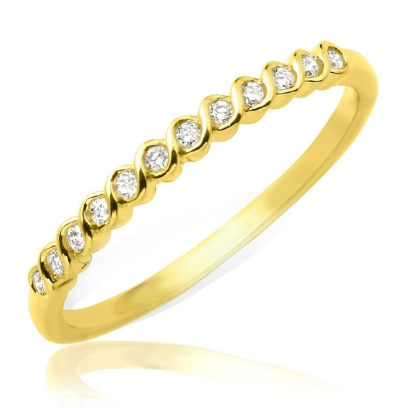 0.15 Carat (ctw) Designer Diamond Stackable Band in 14 Karat (K) Yellow Gold Ring (size 9)