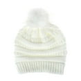 thumbnail image 3 of GRNSHTS Ladies Winter Knitted Beanie Hat with Faux Fur Pom Warm Knit Skull Cap Beanie for Women (White), 3 of 5