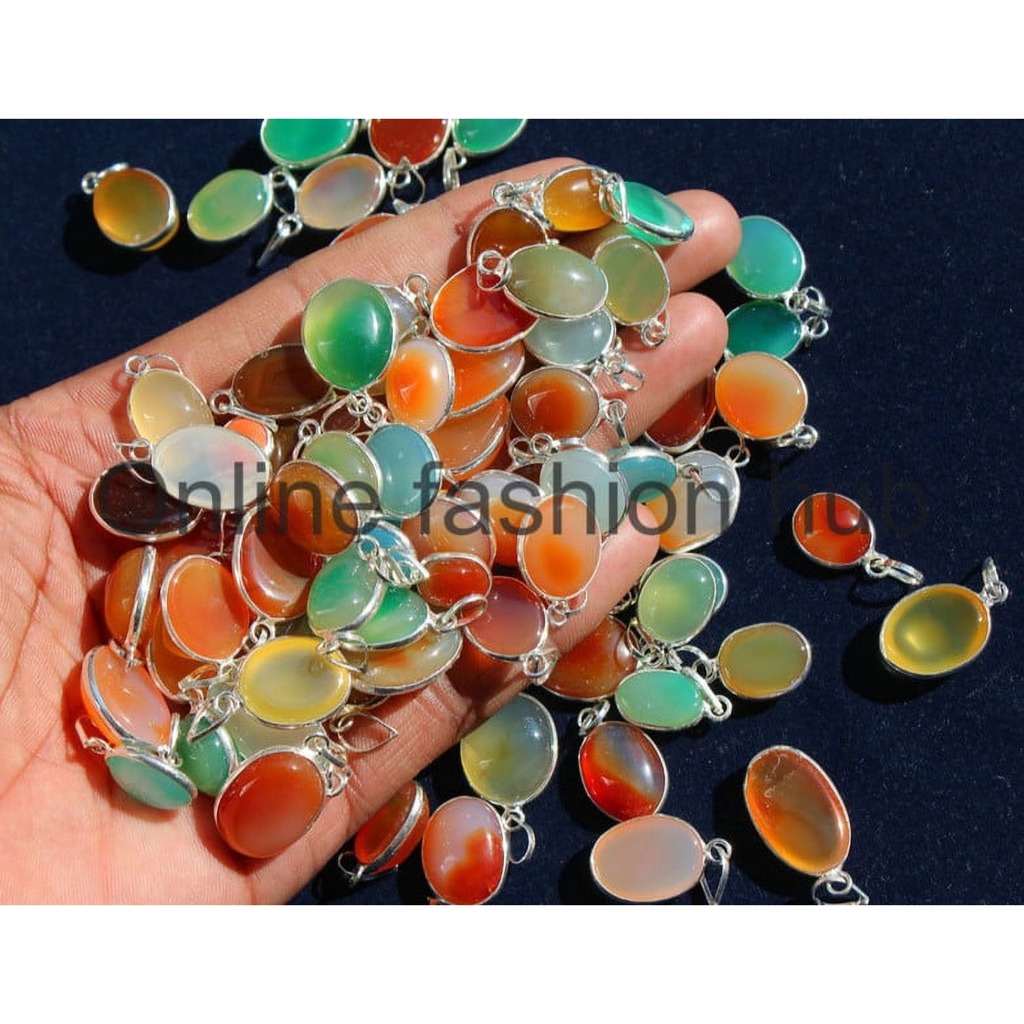 Onyx Gemstone 925 Sterling Silver Plated Handmade Pendant 5 pcs