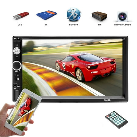 Multimedia Player Kit Podofo 7 Inch 2 Din HD1080P Car MP5 Player Stereo Bluetooth Multimedia MP5 Player Digital Touchscreen Radio With USB Port, Aux Input, Power Charger For Mobile Phone ()
