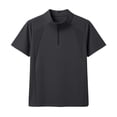 thumbnail image 5 of Avirosel Men's Golf Shirt Casual Zip Up Moisture Wicking Short Sleeve Stand Collar Lightweight Mens Polo Shirt Black, 5 of 5