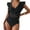 Black, variant on Women's Tummy Control Swimsuits Slimming One Piece Bathing Suit Ruffle Wrap V Neck Swimwear