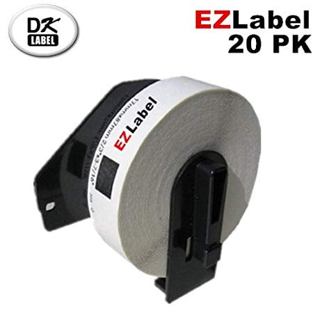 20 Rouleaux EZlabel Brother DK1203 Compatibles Blancs 0.66 Pouces x 3.4 Pouces (17mm x 87mm) Étiquette (300 Étiquettes/rouleau) avec Cartouche
