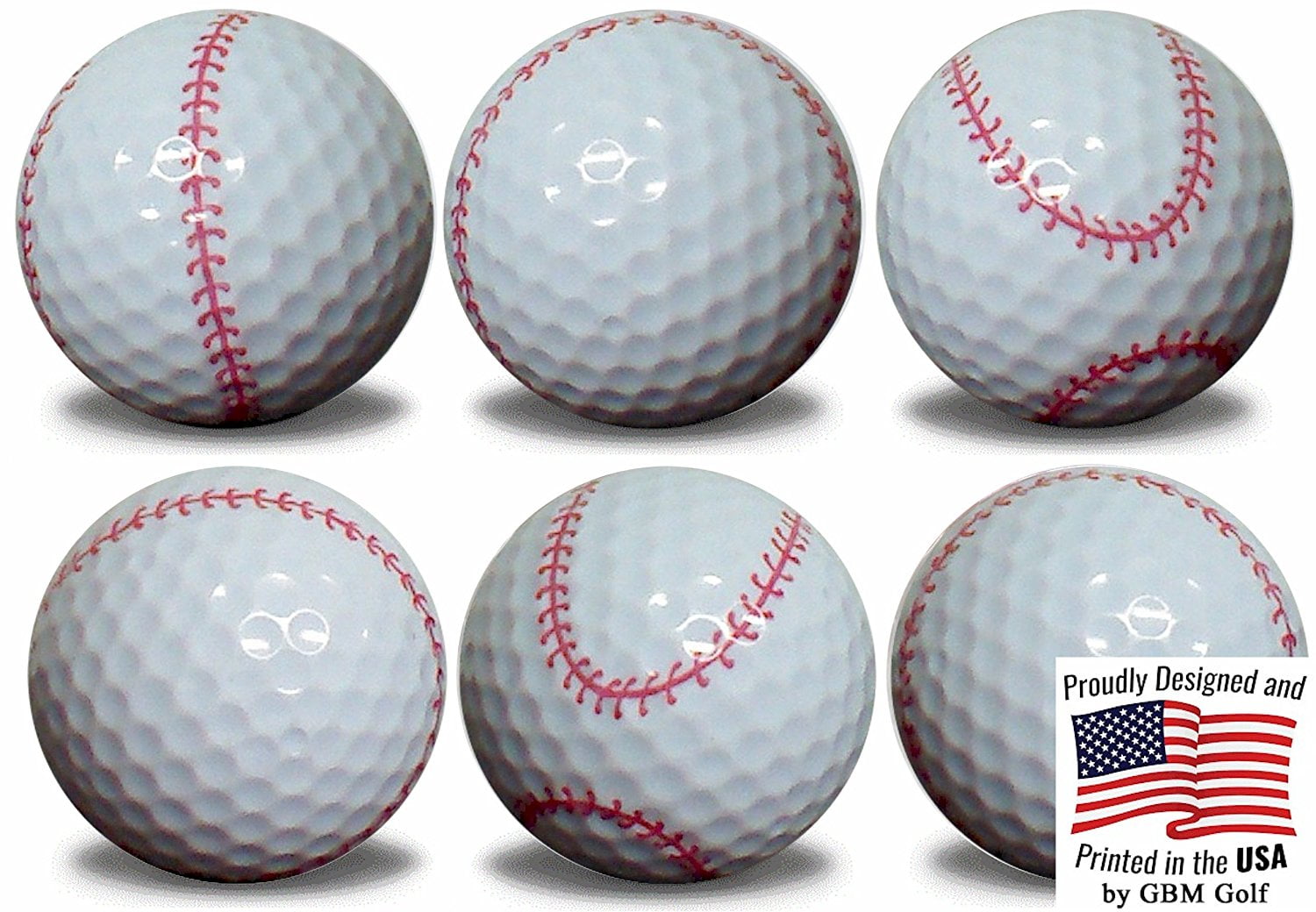 Baseball Golf Balls 6 Pack by GBM Golf
