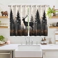 thumbnail image 2 of Forest Elk Kitchen Curtains 63 Inch Length, Rustic Nature Tree Retro Deer Silhouette Grommet Top Bedroom Living Room Curtains, Light Filtering Cafe Curtain Drapes 2 Panels Set 104''x63'', 2 of 9